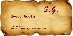 Svecz Gyula névjegykártya